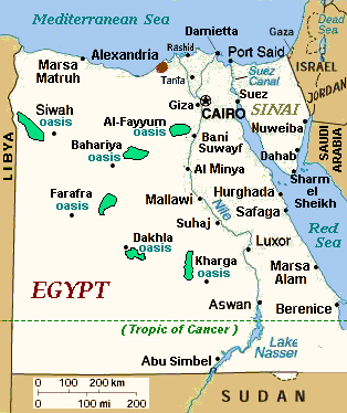 mapa oasis de egipto